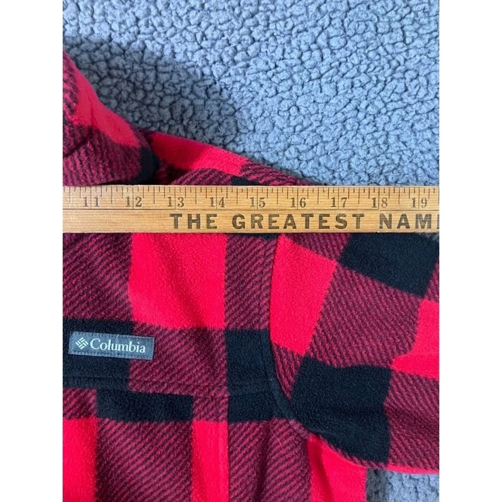 Columbia Red Black Buffalo Plaid Full Zip Fleece Jacket Youth XL 18/20